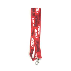 Logo Customized Red Dye Sublimated Lanyards Polyester Material With Thumb
