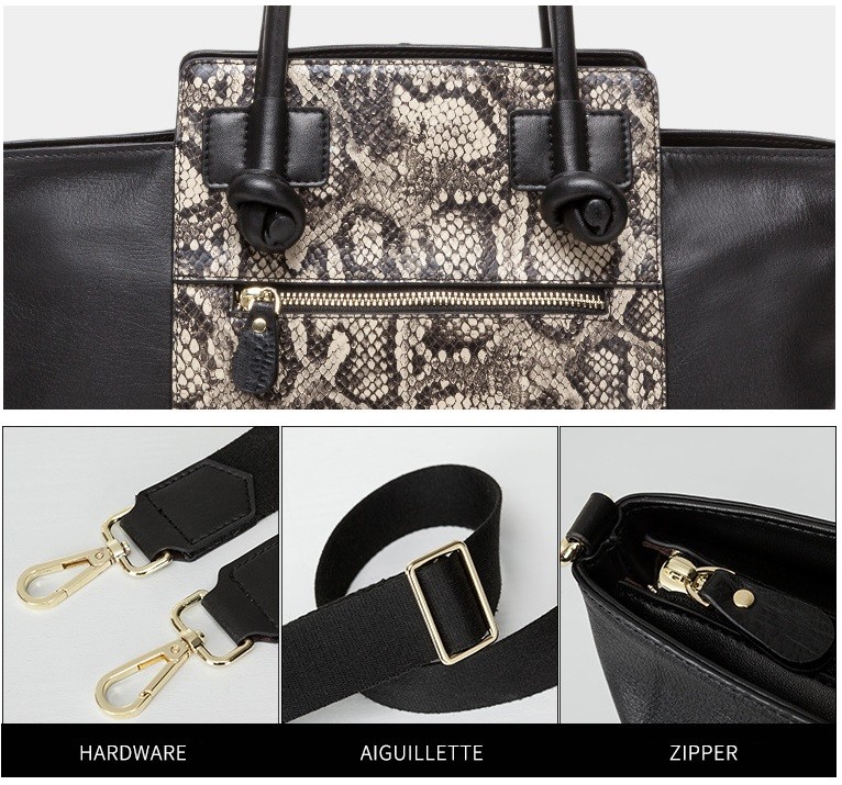 Snake OL Large Genuine Full Grain Leather Messenger Bag For Women