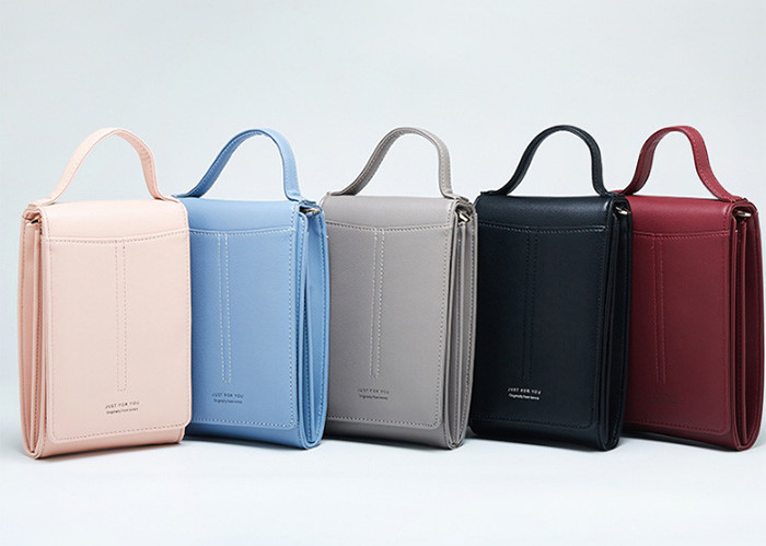 Long Paragraph Slung Pu Leather Bag , Multi Functional Mobile Phone Purse