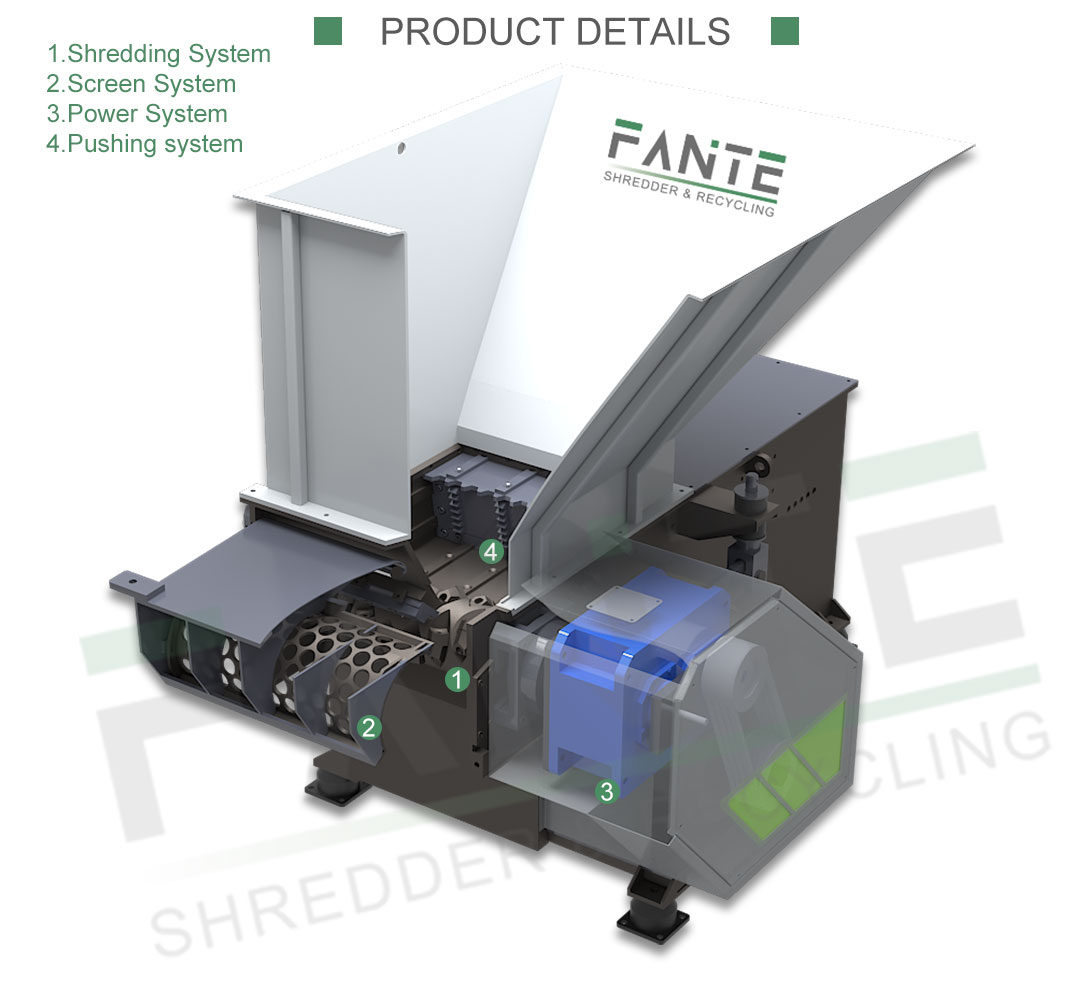 Professional Single Axis Shredder for Recycling Nets Large Plastic and Wood