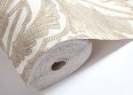 PVC Retro Light Yellow Floral Pattern Wallpaper With Embossed For Bedrooms
