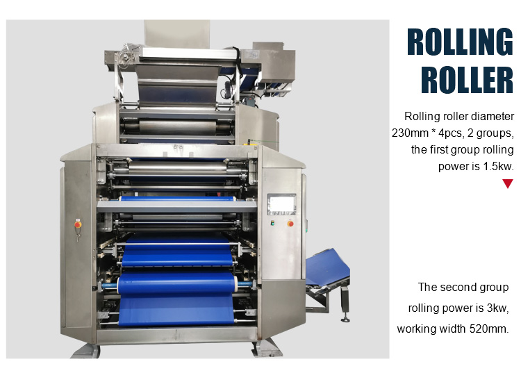 Puff Pastry / Biscuit Making Machine Floor Type Continuous Bakery Dough Sheeter With Conveyor Belt