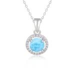 925 Larimar Sterling Silver Necklace Oval Cabochon Gemstones OEM