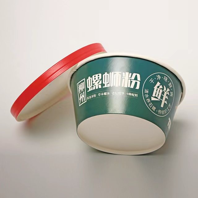 1200ml Round Paper Salad Bowls With Lids Waterproof Food Packing Containers