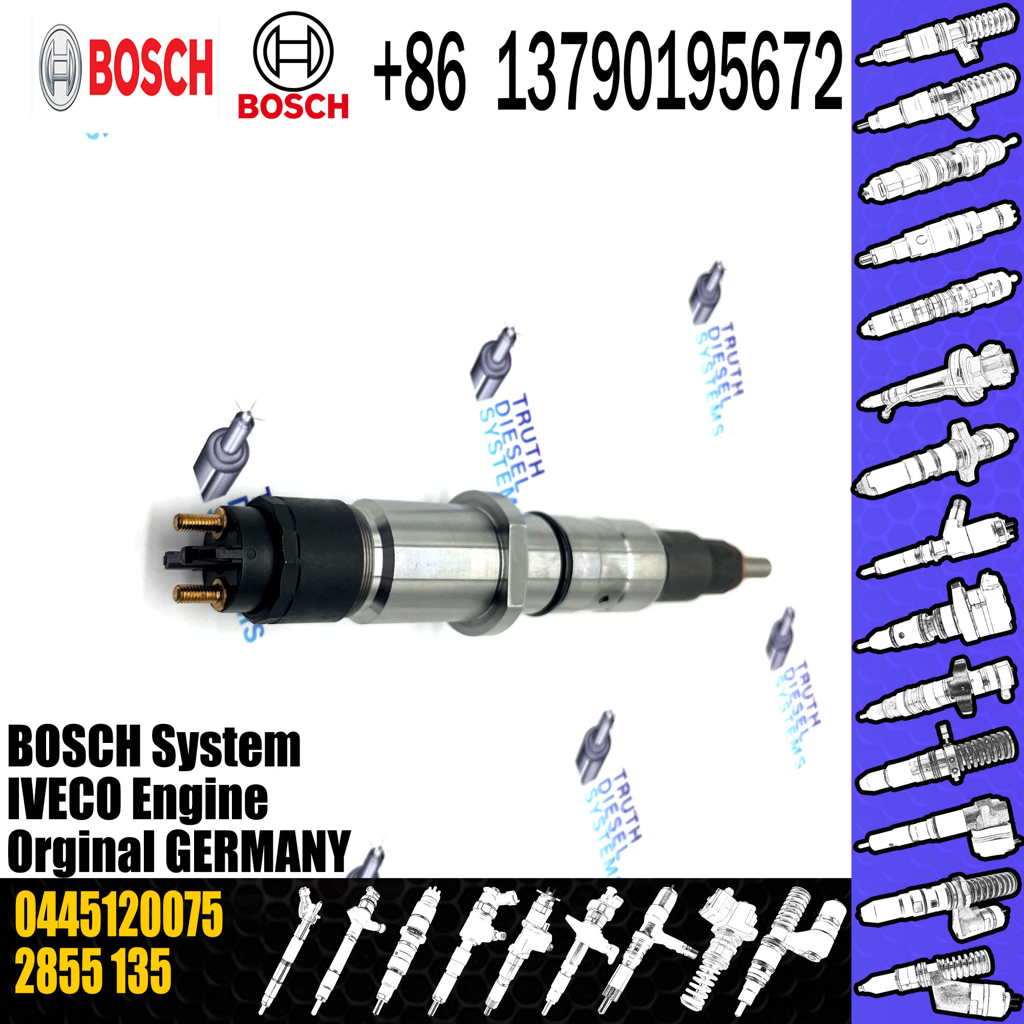 High Quality Diesel Fuel Injector 2855135 504128307 0445120075 For IVECO/CASE IH/NEW HOLLAND