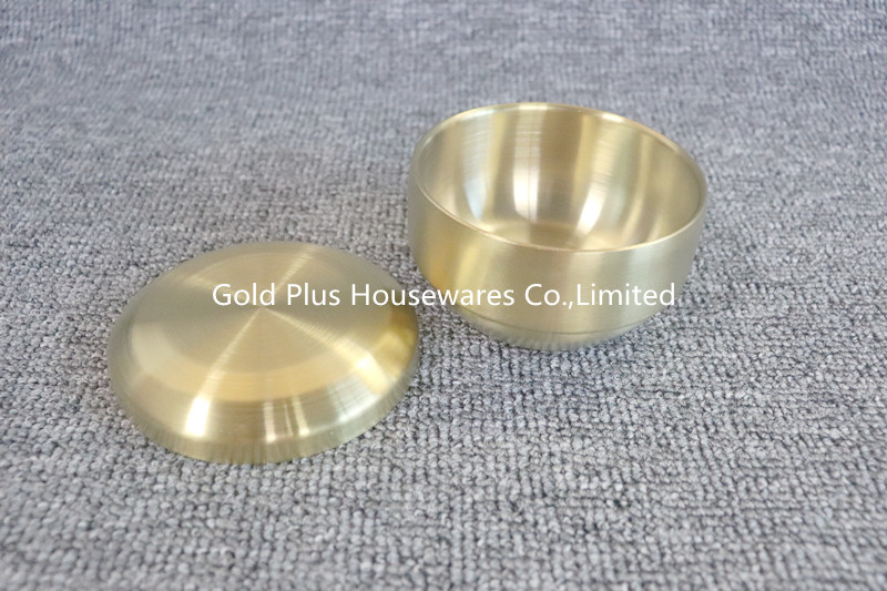 Large capacity salad bowl golden stainless steel heat preservation rice bowl with lid vegetable storage bowl set