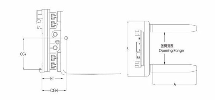 Class 2 Forklift Truck Attachments 360 Degree Continuous Rotating Fork Clamp