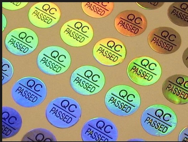 QC PASSED Hologram Seal Stickers PET Self Adhesive Round Stickers