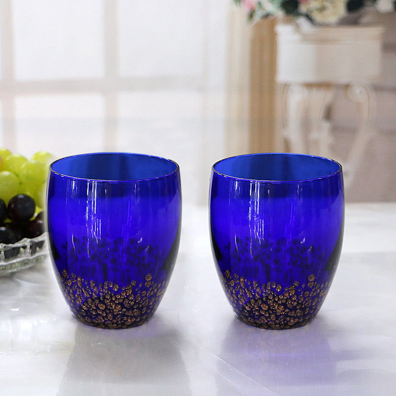 Blue Speckled Coke 360ml Cadmium Free Water Glass Cup