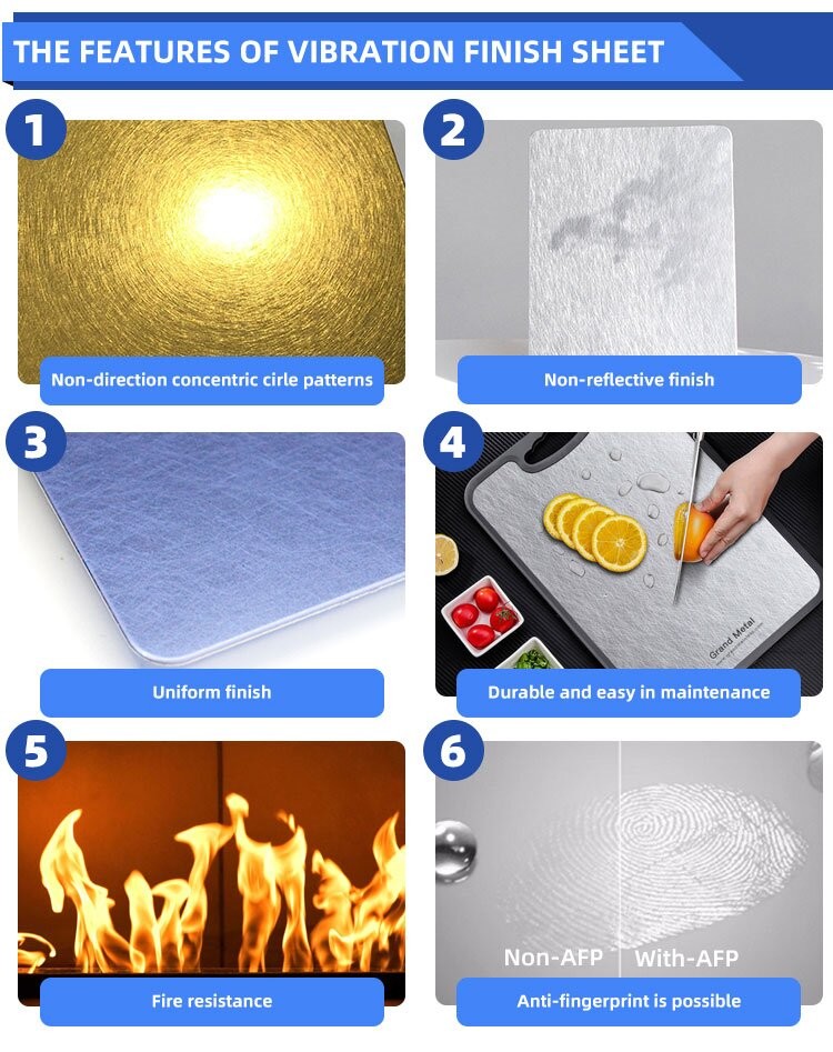 201 304 316 430 Grade 1.2mm 4x8 4x10 Sheet Anti-Fingerprint Vibration Finish Stainless Steel