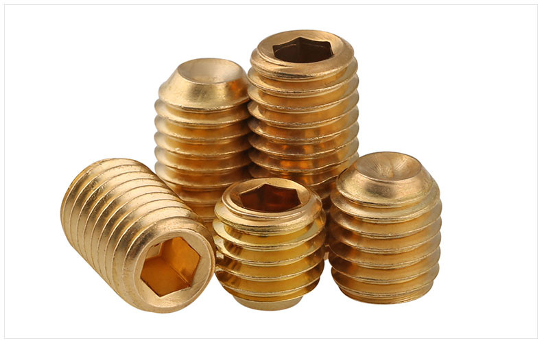 Yellow Brass Flat Point Hex Socket Drive Set Screws ISO4026 Brass Headless Screws