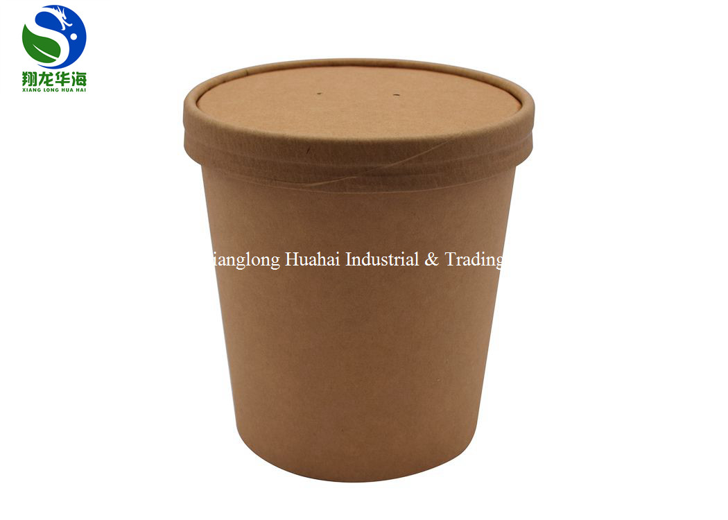 480ml Disposable Kraft Paper Food Buckets With Lid