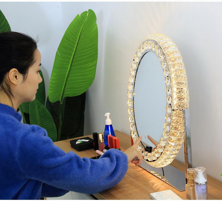 Heart Crystal Vanity Mirror Led Magnifying Mirror ODM