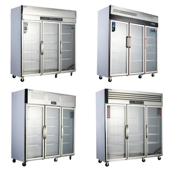 Multi-climate Commercial Kitchen 3 Door Glass Reach-in Refrigerator for Hotel