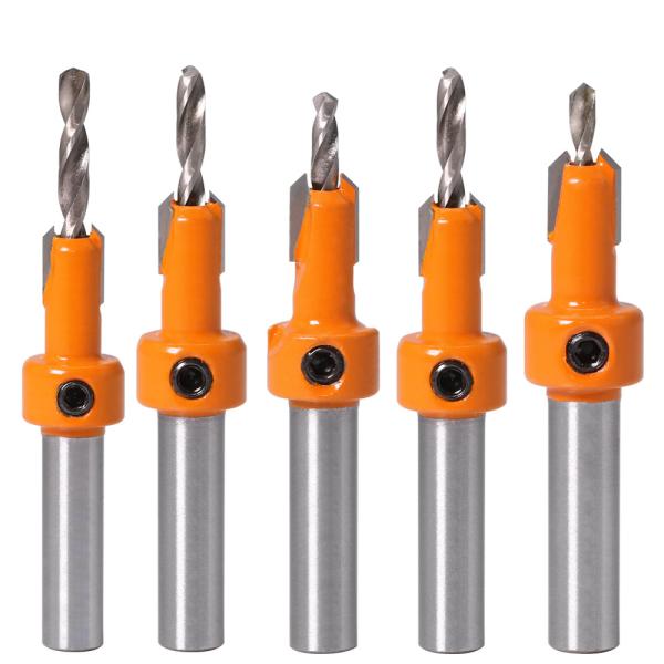 Yingba Hot Selling 8mm HSS Countersink Woodworking Router Bit Set Counterbore Drills with Screw Extractor Milling Cutter