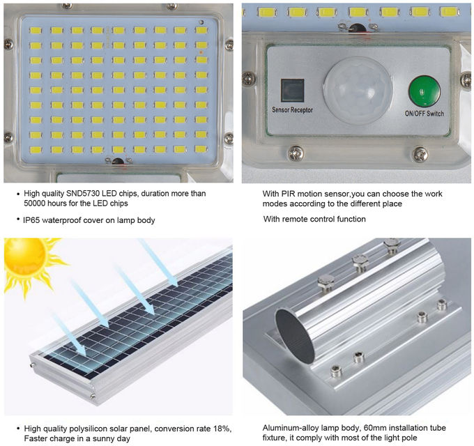 Outdoor 90W 100W Solar Led Street Light Wireless Motion Sensor