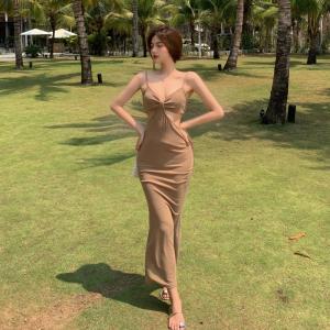 China Stitching Sling Side Air Slim Womens Vacation Dresses wholesale