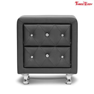 China Crystal Tufted Upholstered Contemporary Bedroom Furniture Faux Leather OdernNightstand wholesale