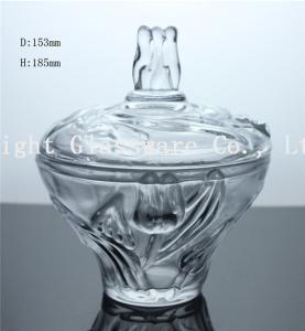 China luxury design glass fruit plate, glass candy container with lid wholesale