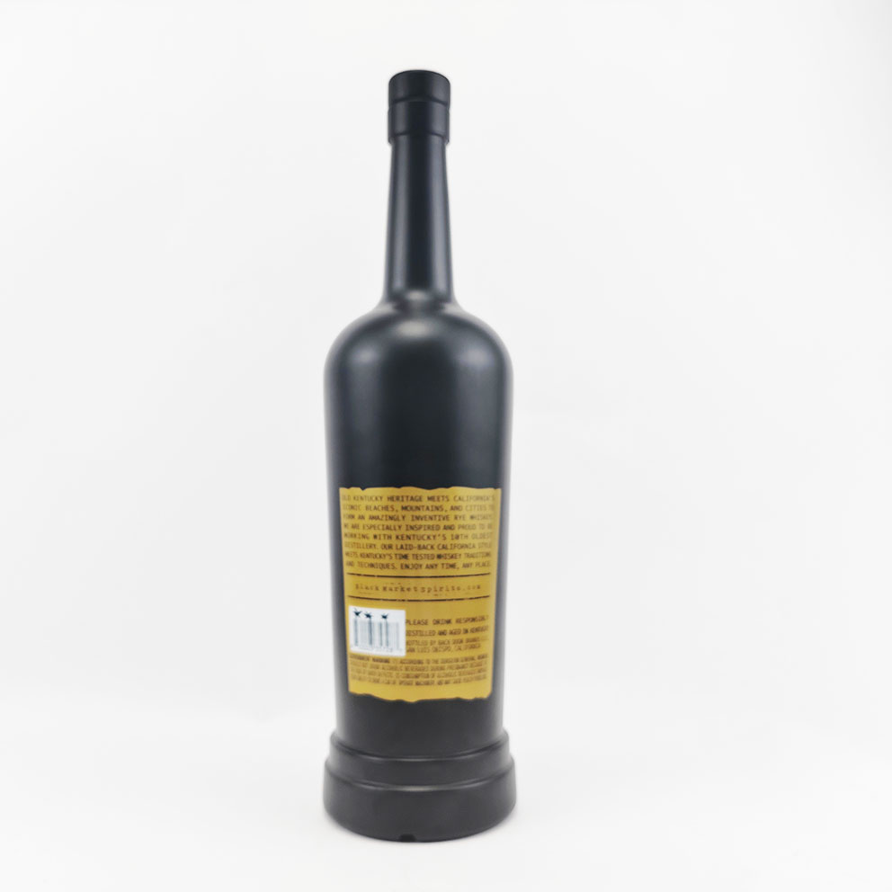 Glass Collar Matte Black Empty Vodka Gin Bottle with Stopper 500ml 700ml 750ml 1000ml