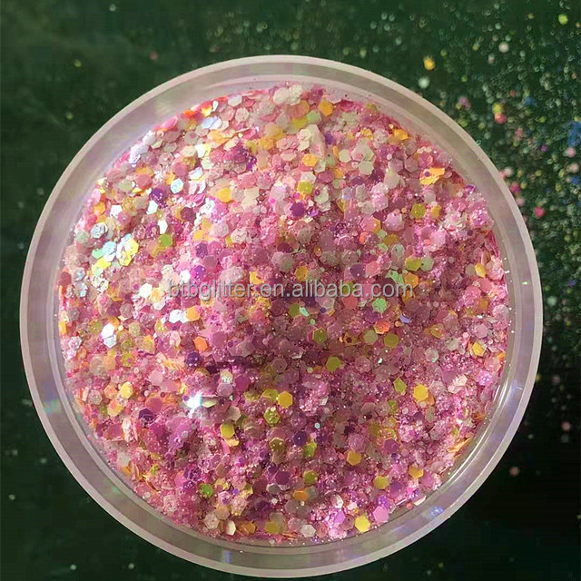 Chunky Mixed Glitter Hexagon Mixed Chunky Glitter Mixes Eco-friendly Resistant Solvent Polyester Pearl Iridescent