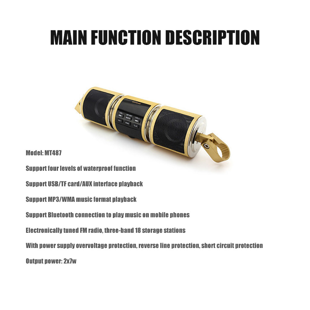 3 Color FM Motorcycle Audio System , Bluetooth V2.1 26dB Motorcycle Stereo Speakers