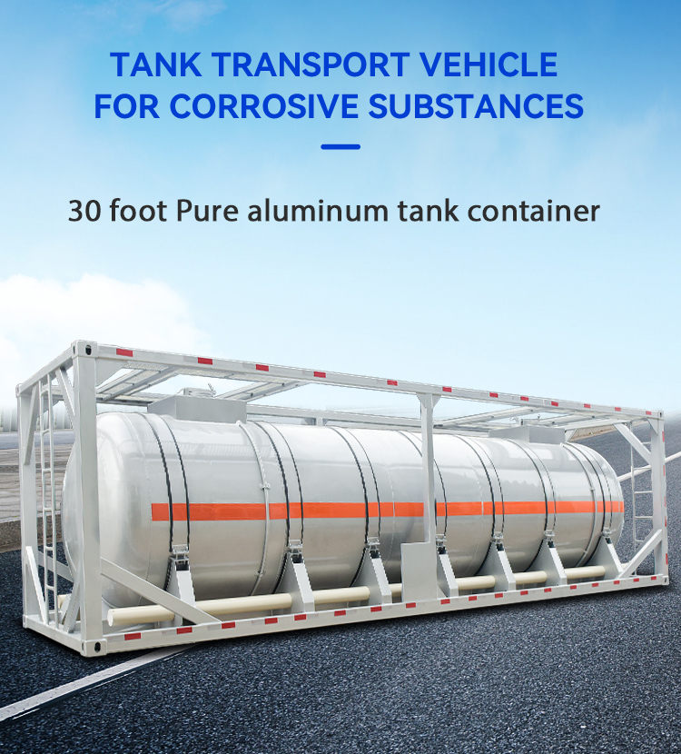 Aluminum Alloy Tank Container For Chemical Dangerous Liquid 30ft 28000 Liters Capacity