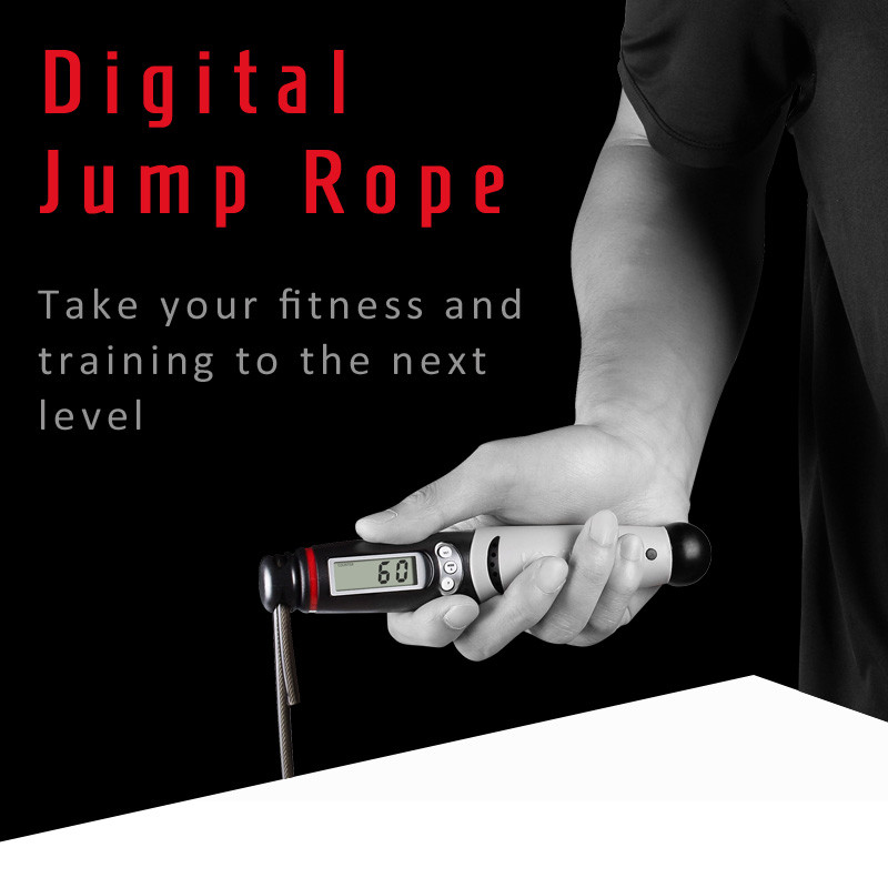 Indoor / Outdoor Fitness Jump Ropes , Calorie Skipping Rope With Digital Counter
