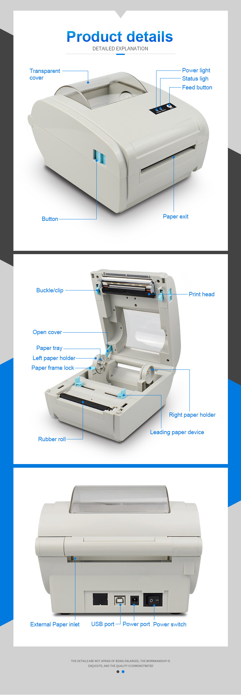 203dpi LAN Bluetooth Thermal 4 Inch Label Printer 4x6 For Shipping Waybill