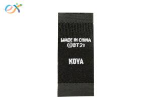 China Black Label White Words Woven Custom Woven Clothing Tags Without Fold wholesale
