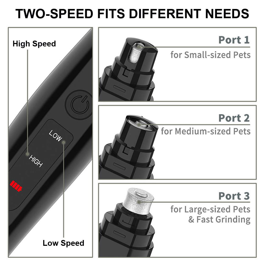 3 Port Pet Nail Tools / Diamond Nail Grinder Easy Control And Use Less Struggling