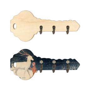 China DIY Creative Sublimation Wooden Key Shaped Key Holder For Wall Custom Key Hanger wholesale