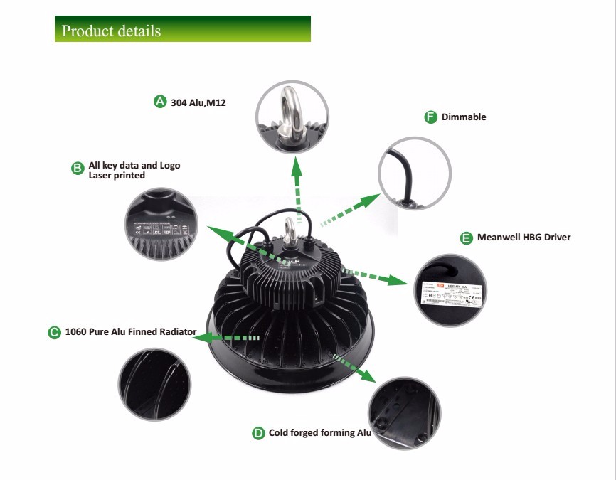 240W LED UFO High Bay Light Industrial Warehouse Lighting AC200-277V 5 Years Warranty