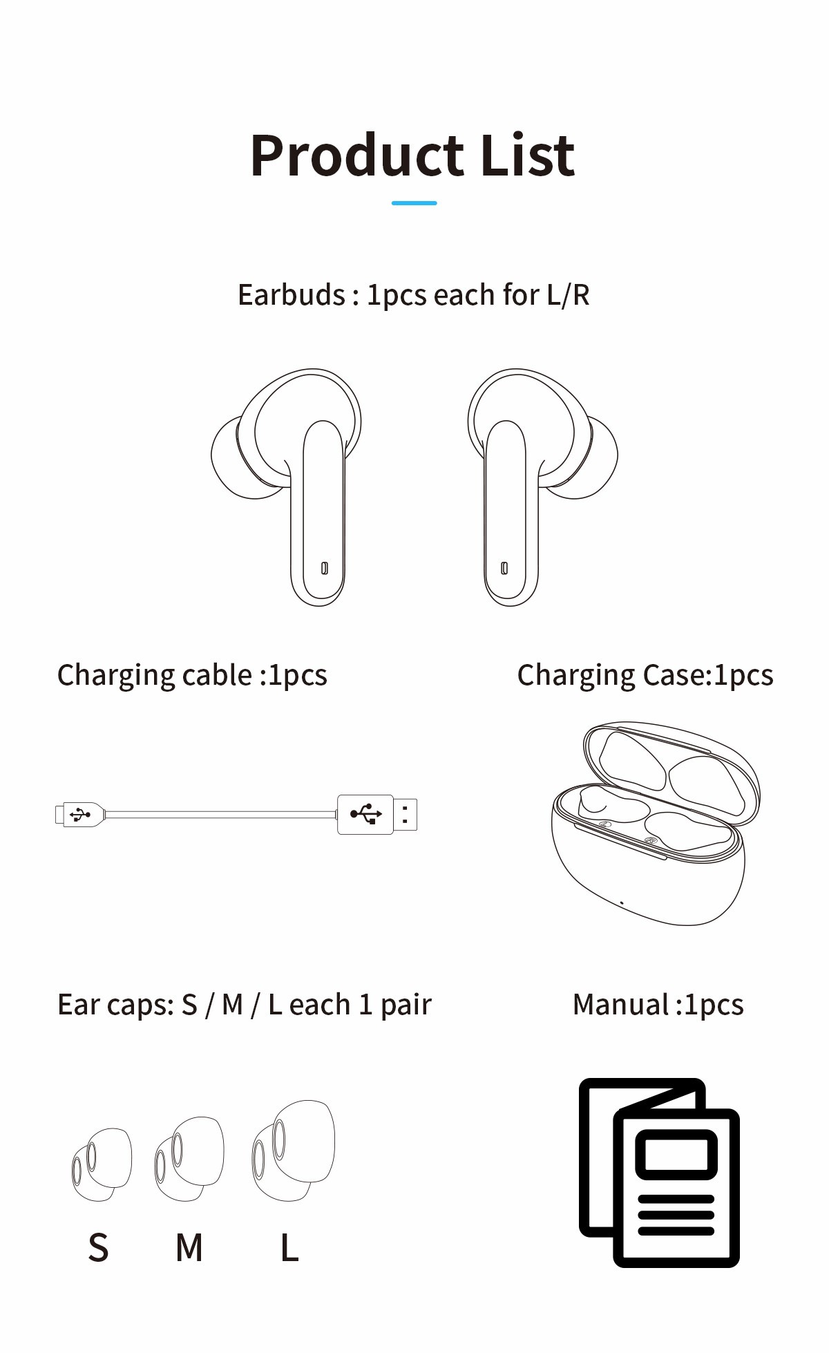 300mAh True Wireless Stereo Earbuds , 110days Tws Wireless Headset