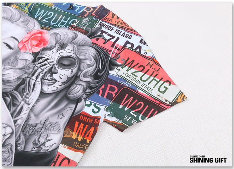 Super Star Marilyn Monroe 3D Printing Shirt Colorful Pattern Tightly Fit Spandex Apparel