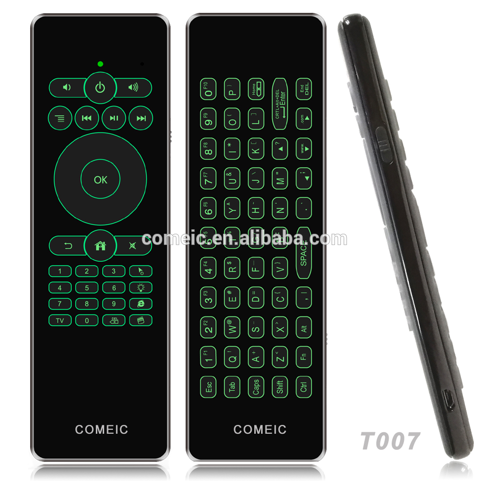 T007 2.4Ghz Wireless rf remote control Air Mouse Keyboard for Android BOX with Color Backlight Rechargeable battery