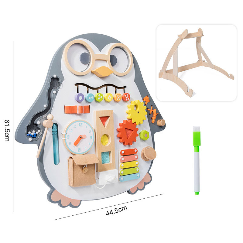 Penguin Busy Board Vertical Double-Sided Painting Puzzle Toy for Kids Learning Function
