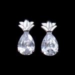 Fashion Pineapple S925 Silver Earrings Fruit Shining Stone Small Exquisite