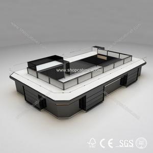 China High end modern wood custom made tempered glass jewelry showcase wholesale