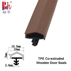 China High Resilience Co-Extruded Wooden Door Seal Strips TPE Door Weather Seal Strip Brown wholesale