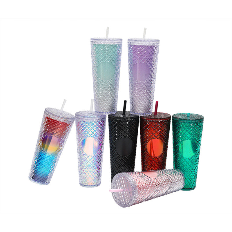 24Oz Studded Cup Tumbler With Lid And Straw Double Wall Insulated Matte