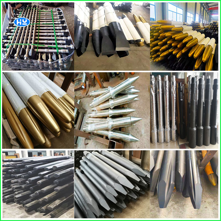 55 Degrees 42CRMO Rock Breaker Chisel For Hydraulic Hammer 190mm Rod Bits