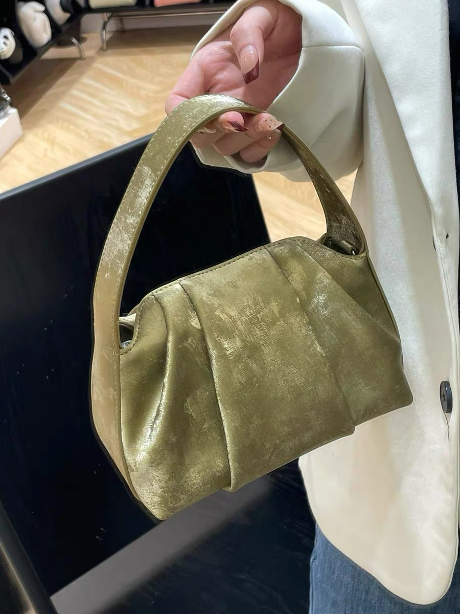 Custom Satin Cowhide Genuine Leather Shoulder Crossbody Bags for Women's Clouds Folds