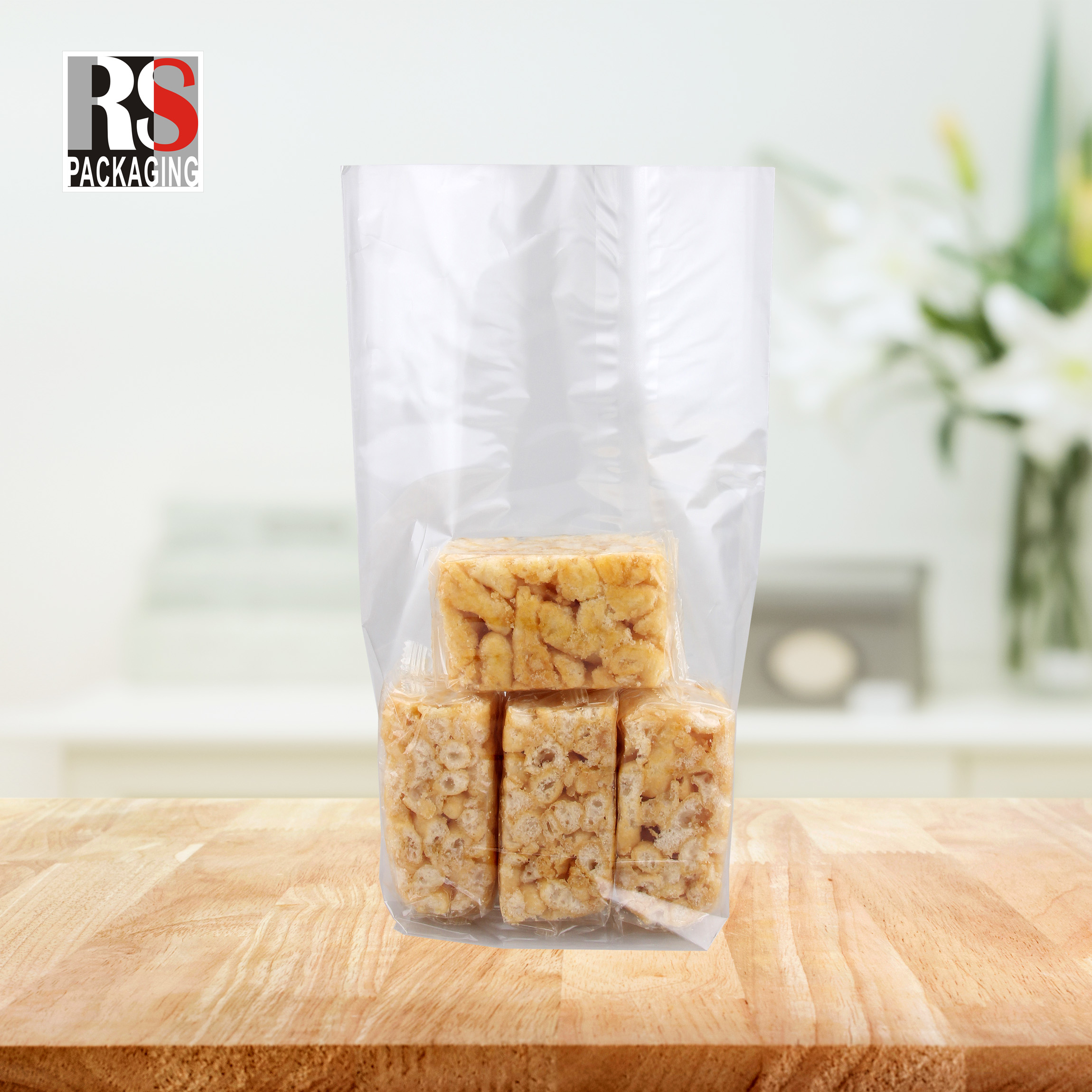 Poly Opp Cross Block Square Bottom Plastic Bags Resealable Food Packaging Bags