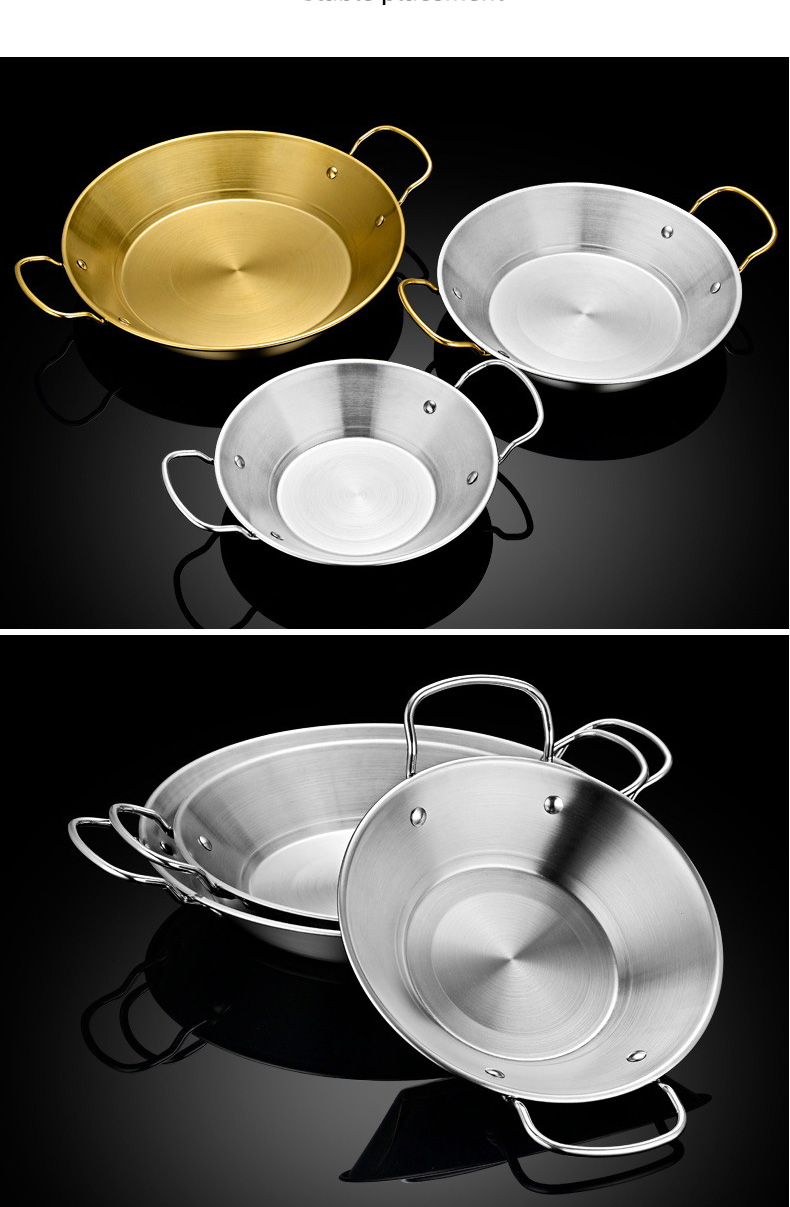 Amazon Hot Selling Cooking Kitchen Cookware Induction Frying Pan Stainless Steel Paella Pans Seafood Frying Pan