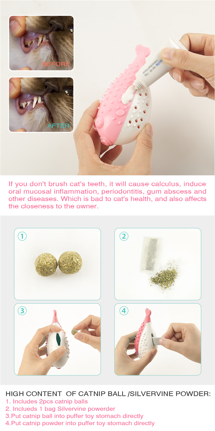 New Cute Pet Cat Toothbrush Toy Catnip Flavor Silicone Simulation Fish Molar Stick Tooth Cleaning Toy Toothbrush
