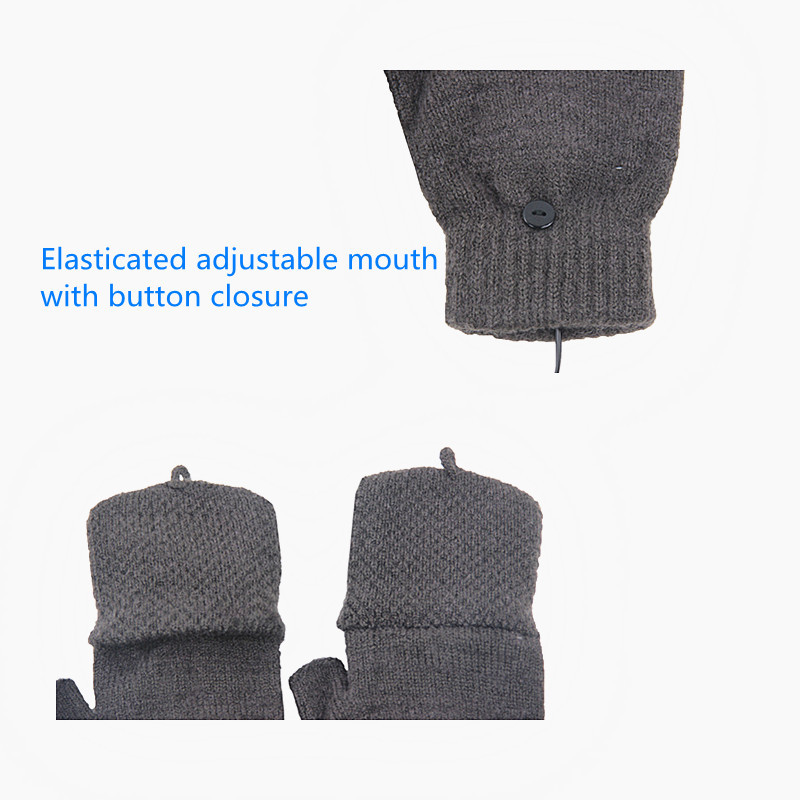 Fingerless Washable Rechargeable Heating Gloves 5W Suitable For Gaming