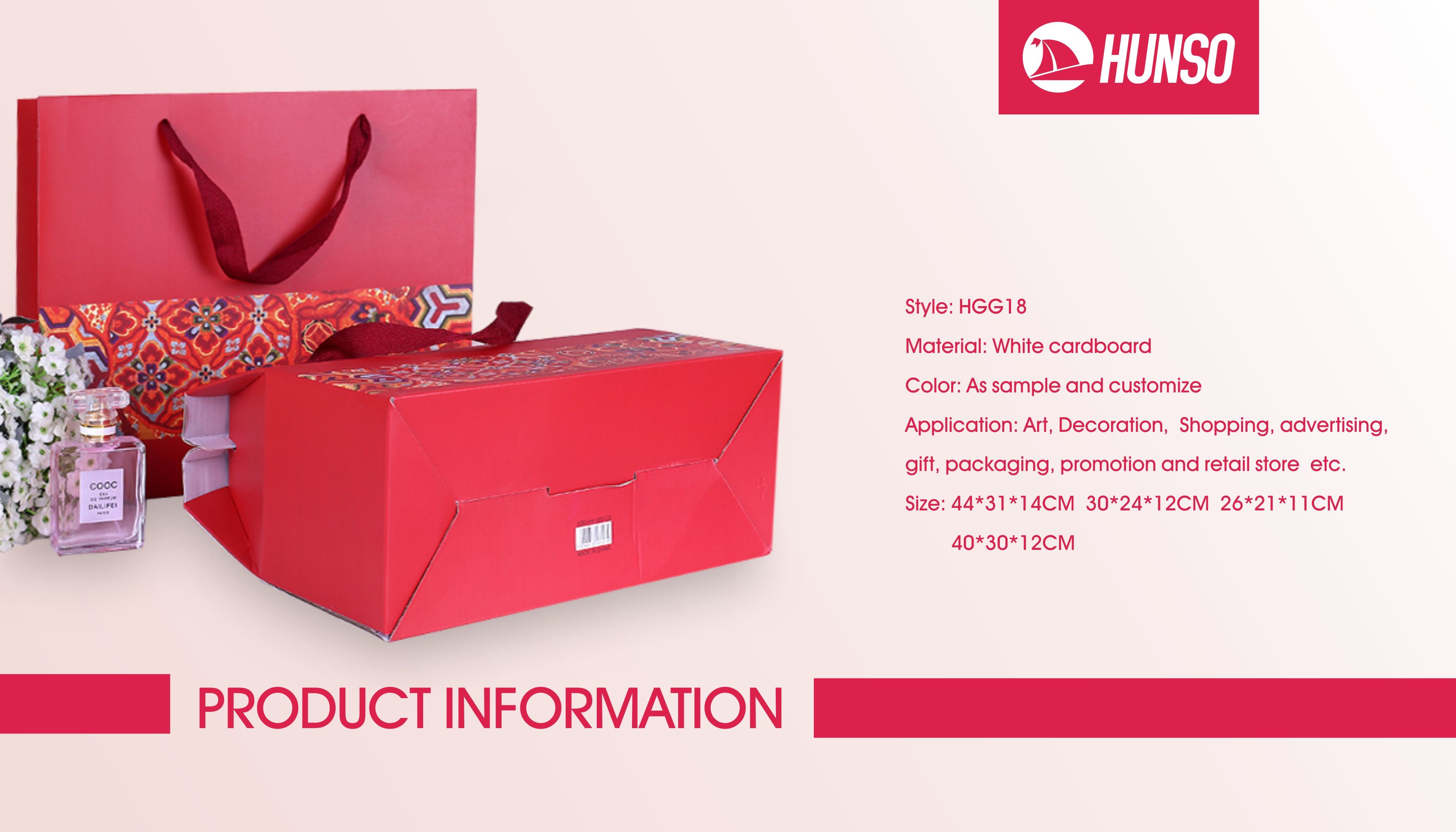 Chinese Style Printed Paper Bags Festival Gifts Ivory Board Scarlet Bags With Ribbon Rope