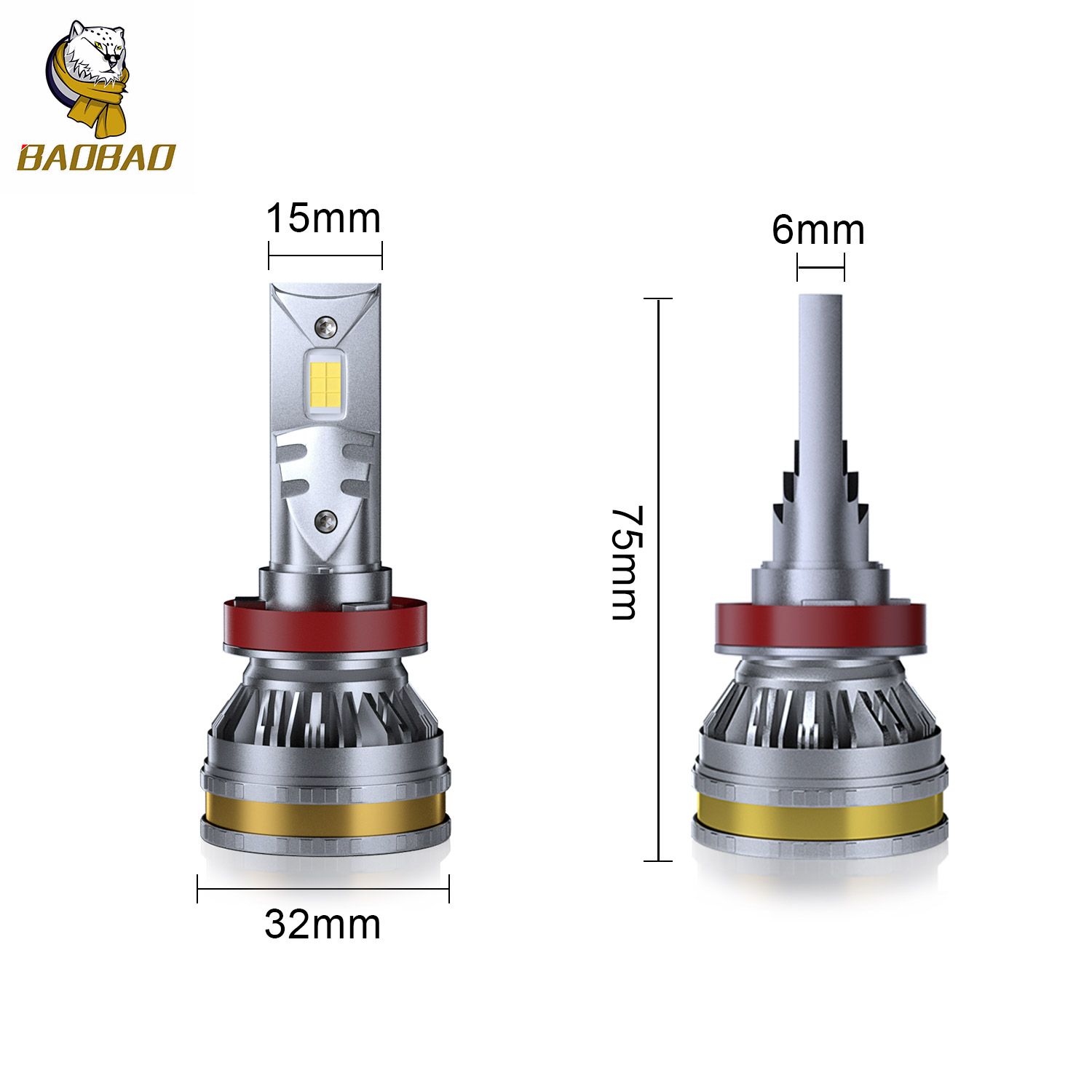 White High Bright Silver Metal Universal Car Headlight Lamp 45W