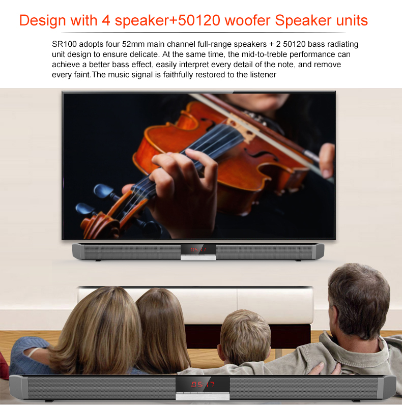 Remote Control 32 Inch TV Soundbar , Coaxial Home Audio Sound Bar